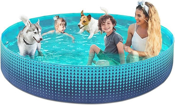 Jasonwell Foldable Dog Kiddie Pool - Hard Plastic Kids Paddling Pool Toddler Baby Swimming Pool for Backyard Collapsible Whelping Box Pet Doggie Cats Wading Pool Bathtub for Puppy Large Dogs 97In - Jasonwell
